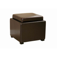 Baxton Studio Full Leather Ottoman Dark Brown D-219-DU001